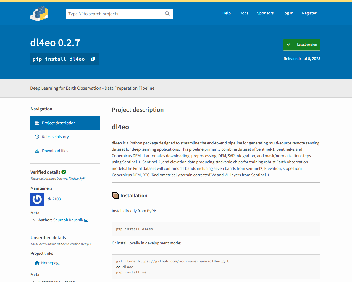 DL4EO package description